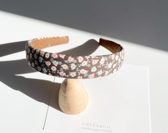 Serre-tête marron fleuri délicat | Bandeau rigide | Bandeau en tissu | Bandeau d'été | Bandeau vintage | Bandeau pour enfants