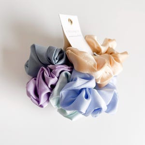 Set of 5 Mini Satin Scrunchies | Confetti | Colourful Scrunchies | Little Girl Toddler Scrunchies | Gift For Girls | Flower Girl Gift