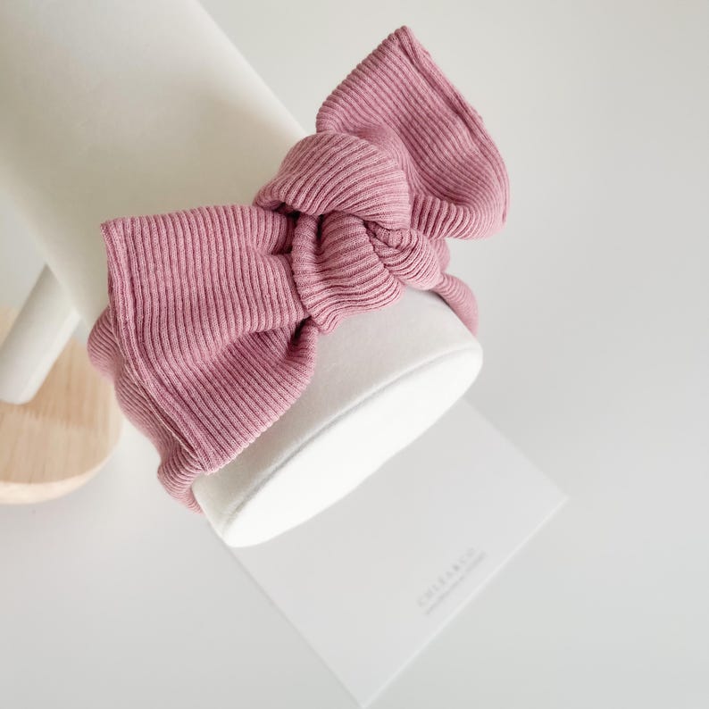 Iola Bow Newborn Headband | Tiny Baby Top Knot Headband | Soft Bow Headband |Baby Girl Headband | Cute Bow | Baby Girl Gift Turkish Rose