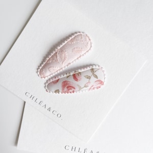 Blush Garden Rose & Apricot Fabric Hair Clip | Baby Hair Clip | Baby Gift | Flower Hair Clip | Fringe Clip | Cute Hair Clip | Snap Clip