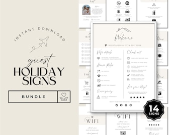 Short term rental signage bundle, editable Canva templates, printable host signs, guest arrival welcome posters, vacation rental hosts, Wifi