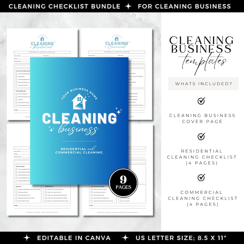 Cleaning Business Check List, Cleaning Company Checklist Pack