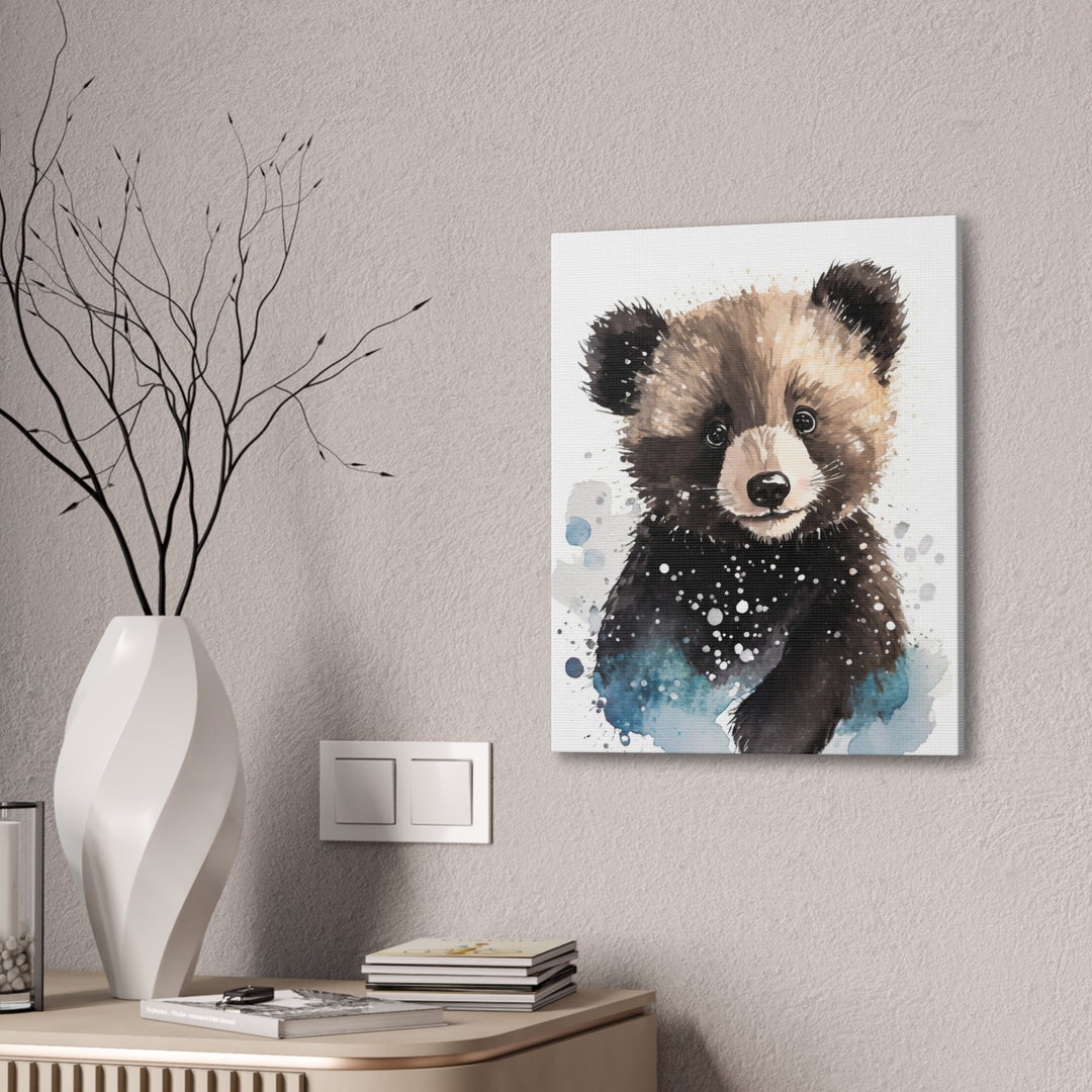 Canvas, Bear Cub, Animal Nursery, Wall Decor, Nursery Decor Girl ...