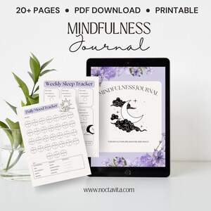 Mindfulness Journal PDF Printable | 20+ Planner, Tracker, Healing Pages | Digital Workbook for iPad, Goodnotes | Spiritual Journal | Prompts