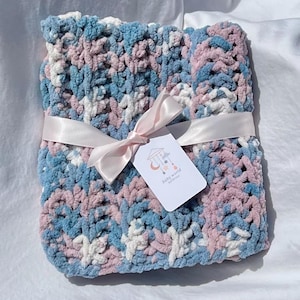 Manta de crochê para bebê, pequena, macia e robusta. Perfeita para cadeirinha de carro, carrinho de bebê ou berço. Ótimo presente para bebê!