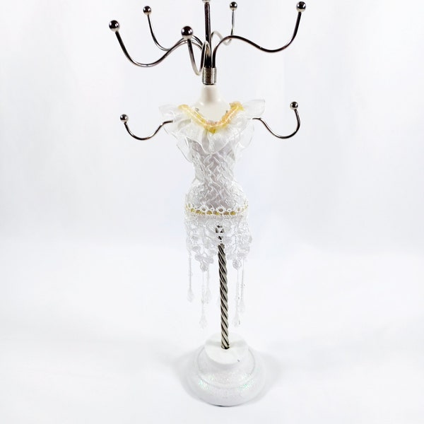 Jewelry Holder, Accessory display stand white dress, Elegant mannequin dress lady jewelry organizer stand, Jewelry organizer