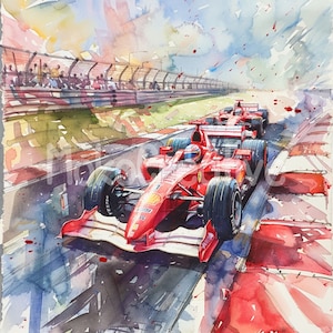 20 hochwertige Rennwagen Designs, Aquarell Retro Racing, Rennstrecke, Digitaldruck Handwerk, Wandkunst, Sofort-Download für kommerzielle Nutzung