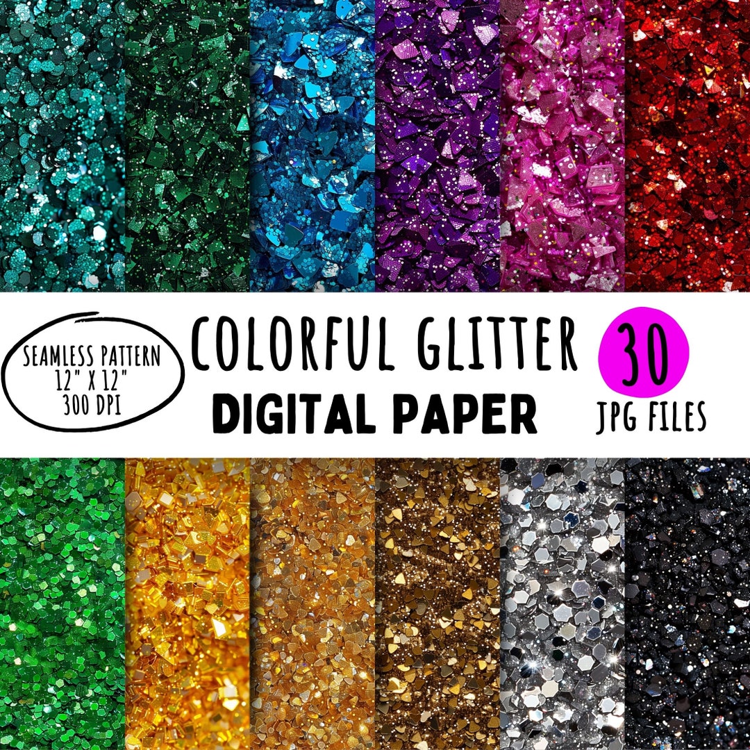 Colorful Glitter Digital Paper: Seamless Sparkling Patterns (30 JPG ...
