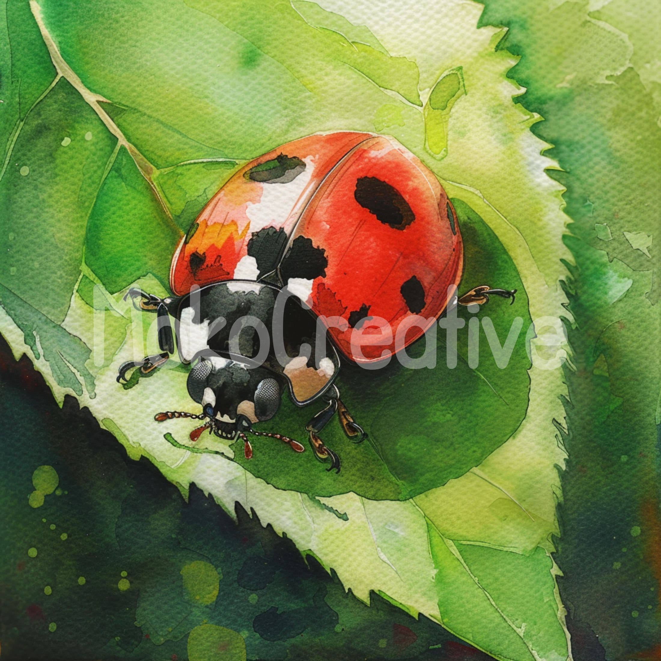 Watercolor Ladybug Art Prints: Summer Insect Designs (digital Download ...