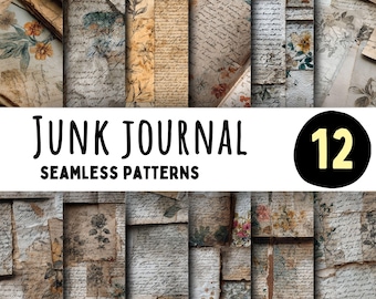 Junk-Journal Seiten: Handschrift & alte Papiertexturen (Digitaler Download PNG-Dateien)