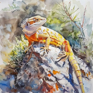 13 modèles de lézard de haute qualité, reptile aquarelle sur art mural rupestre, fabrication de cartes, impression numérique, usage commercial, téléchargement immédiat