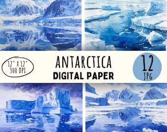 Antarktis Aquarell Landschaftsdesigns: Arktis Digitaldrucke (Kommerzielle Nutzung)