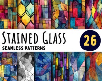 Stained Glass Pattern: Geometric Mosaic PNG Textures (Digital Download)