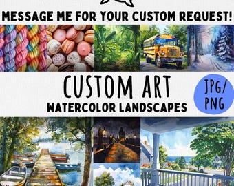Custom Watercolor Landscape Clipart: Digital Art Background (Instant Download)