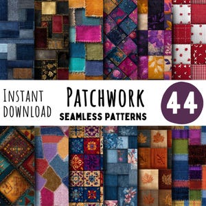Patchwork Digital Papers: Quilted Fabric Textures (Digital Download, 4000x4000 px, 300 DPI PNGs)
