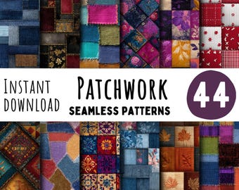 Patchwork Digital Papers: Quilted Fabric Textures (Digital Download, 4000x4000 px, 300 DPI PNGs)