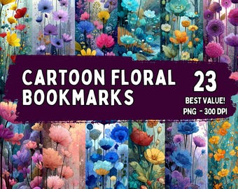 Floral Bookmark Clipart 23 PNG, Cartoon Flowers Reading Art