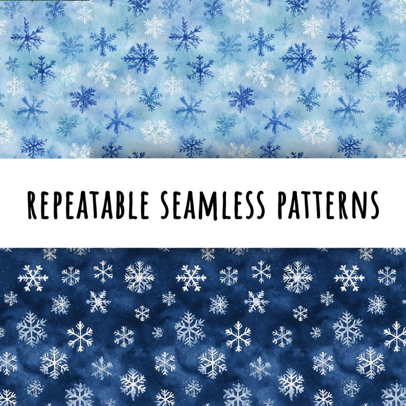 Winter Pattern Repeatable Snowflakes Digital Paper: 32 Seamless Winter Patterns, Christmas ...