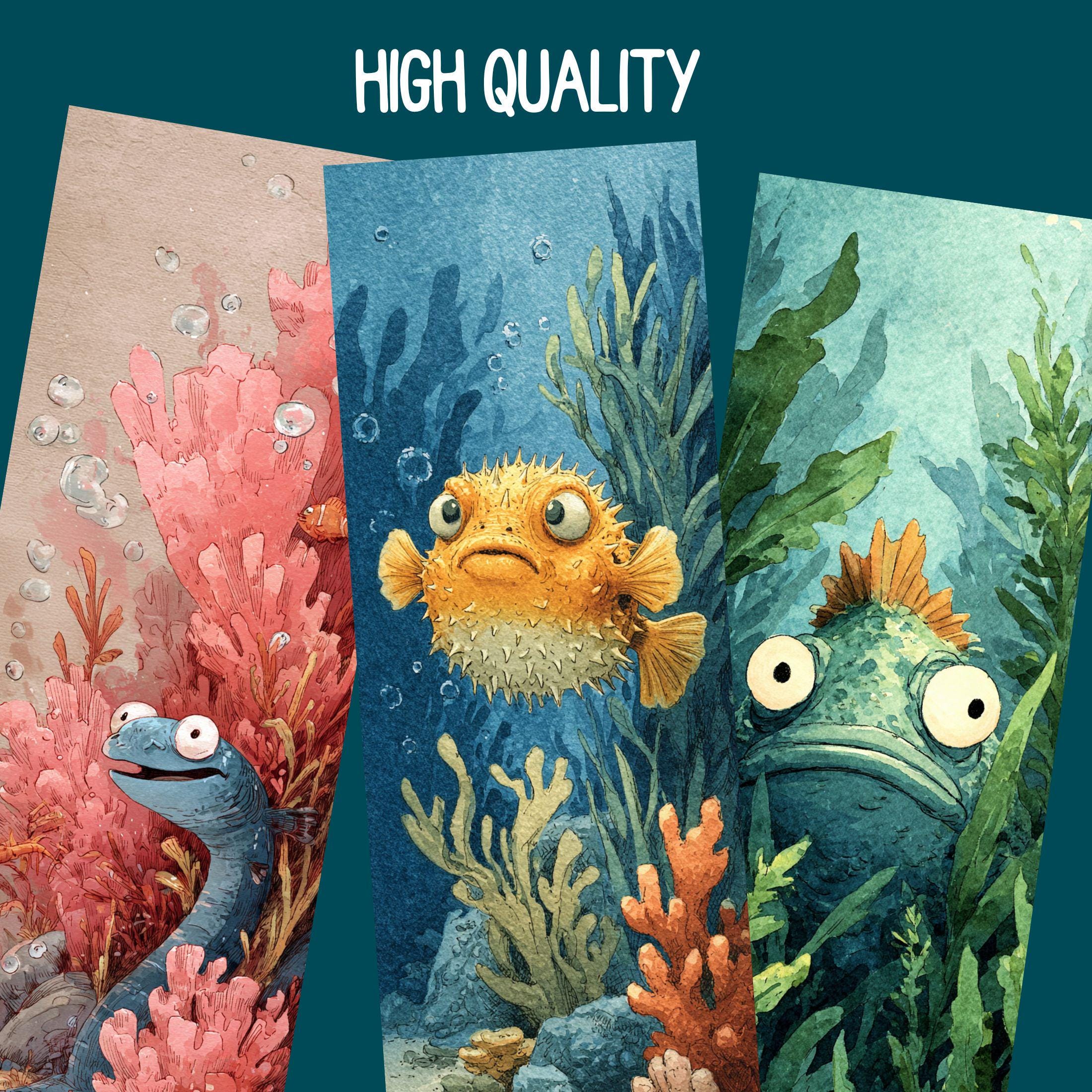 Funny Fish Bookmark Clipart – Goofy Underwater Cartoon Sea Animal PNG ...
