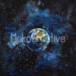 8 hoogwaardige ontwerpen Earth Planet, aquarel Space Galaxy muurkunst, kaarten maken, digitale print, commercieel gebruik, direct downloaden