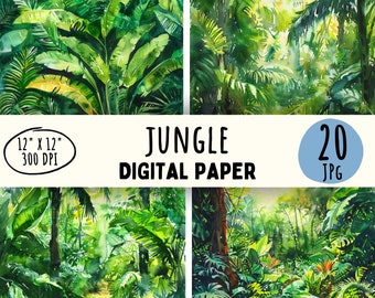 Watercolor Jungle Print Set: Tropical Rainforest Designs (Digital Download)