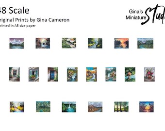 Puede incluir: Veinte impresiones originales de escenas de la naturaleza, incluyendo cascadas, bosques y paisajes, de la artista Gina Cameron. Las impresiones están diseñadas para ser impresas en papel tamaño A5. Escala 1:48.