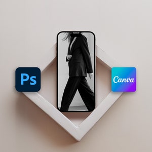 Aesthetic Neutral iPhone Screen Mockup, Device Mockup, Smartphone Mockup, PSD & CANVA