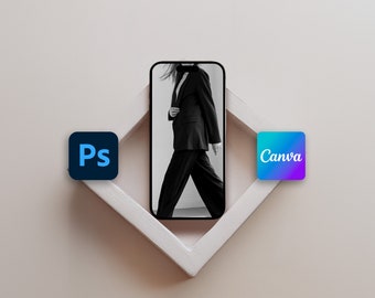 Neutral iPhone Mockup, Smartphone Screen Template, PSD & Canva