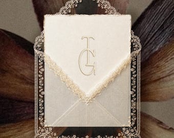 Envelope Logo Mockup PSD | Lace Branding Presentation Mockup | Luxury Stationery Mockup | Smart Object Template