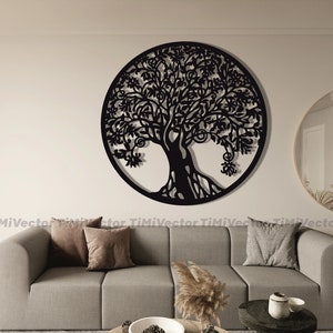 Archivos cortados con láser del Árbol de la Vida, decoración de pared (descarga digital)