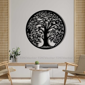 Boom met vogels, op de natuur geïnspireerde kunst, lasergesneden, dxf/eps, wanddecor, woondecoratie, vectorontwerp, plasmasnede, kunst, digitale download