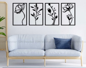 Floral Wall Art SVG Bundle, Laser Cut CNC Patterns (Digital Download)