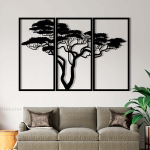 Acaciaboom, lasergesneden ontwerp, cnc-bestand, svg/dxf/cdr/eps, op de natuur geïnspireerde kunst, interieur, vectorafbeelding, metalen muurkunst, digitale download.