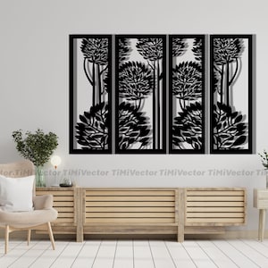 Decoratieve muur boompanelen, op de natuur geïnspireerde kunst, lasergesneden, svg/dxf/cdr, woondecoratie, plasmasnede, metalkunst, vectorontwerp, digitale download