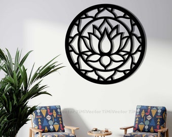 Lotus Flower Mandala, intricate design, svg/dxf/cdr/eps, laser cut, wall art, spiritual decor, vector graphic, home accent, digital download