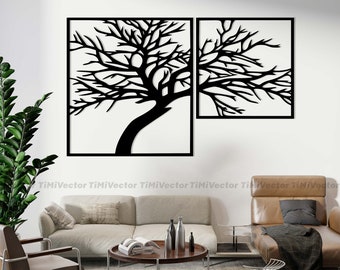 Tree Wall Decor, nature-inspired art, laser cut, svg/dxf/cdr, home decor, plasma cut, vector graphic, metal art, cnc file, digital download