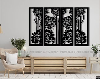 Laser Cut Tree Wall Art Panels, Nature-Inspired Metal Decor (Digital Download)