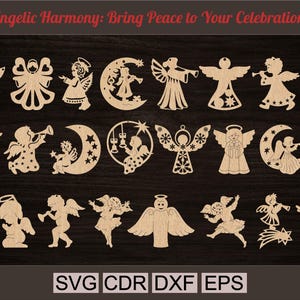 Angel Ornament Laser Cut Design, Christmas Angel Decorations, Digital Download for CNC, SVG Files for Holiday Decor, Festive Laser Cut Art