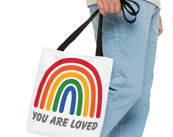 Rainbow Tote Bag - You Are Loved - Inspirational Shopping Bag