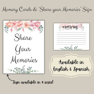 Aviso floral de graduación Comparte tus recuerdos Signo + Tarjetas de memoria / Calcomanía de graduación personalizada / Tarro de recuerdo de graduación / Letrero conmemorativo