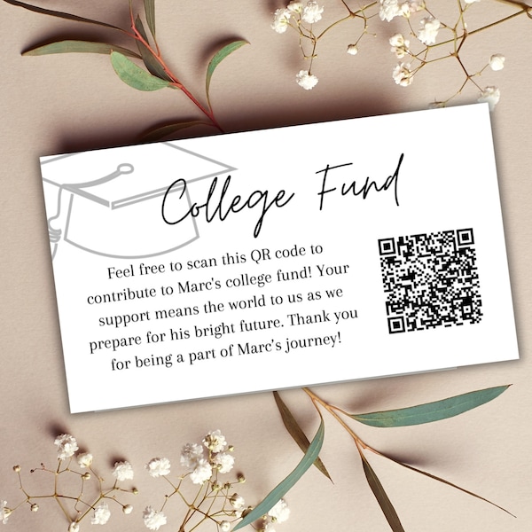 Graduation Gift Insert Card Pdf Download, College Fund Qr Code - 60 ...