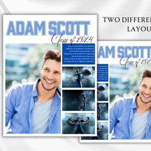 Multisport Senior Yearbook Sport Ad Full & 1/4 Page Ad Template |Boy School Colors-Use In Canva | Graduation Tribute | Football Yearbook Ad