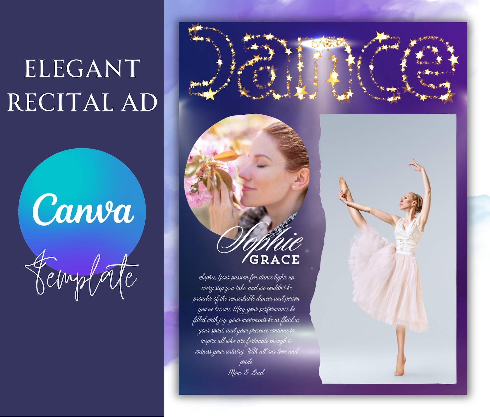 Full & 1/4 Page Recital Ad for Dance Studio Program | Easy Edit in ...