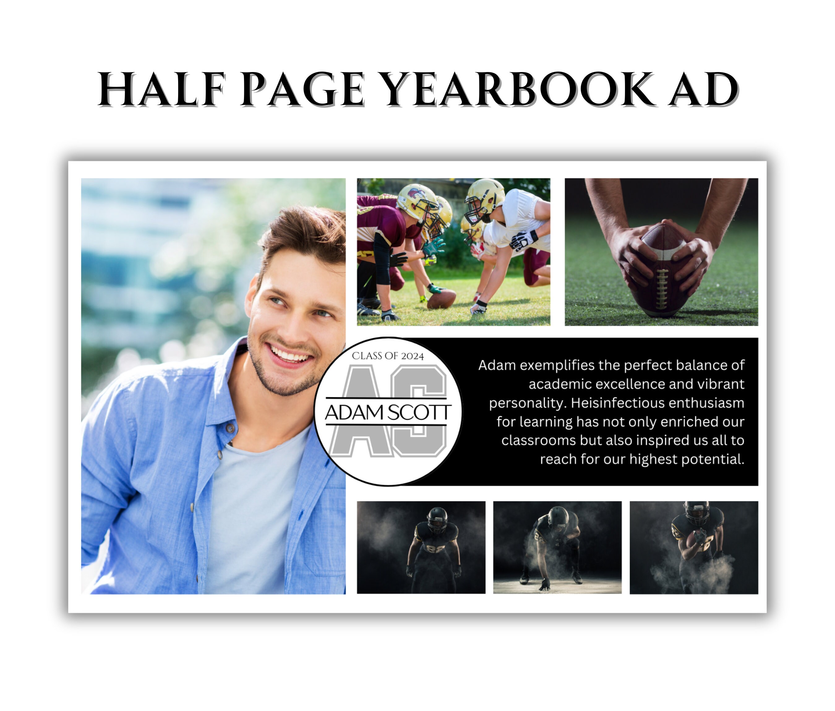 Yearbook Ad Template | Sports Football Yearbook Program Ad | Elementary ...