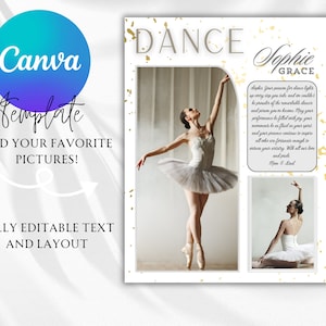 Elegant Recital Ad Tribute Self-Editing In Canva | Ballet Dance Program Ad | Yearbook Ad  High School Senior Page | Dance Recital Flyer