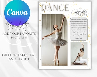 Elegant Recital Ad Tribute Self-Editing In Canva | Ballet Dance Program Ad | Yearbook Ad  High School Senior Page | Dance Recital Flyer
