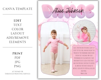Bubbly Dance Recital Ad Full Page & Quarter Page | Dance Studio Recital Ad In Canva | Unicorn Dance Program Ad | Dance Recital Flyer