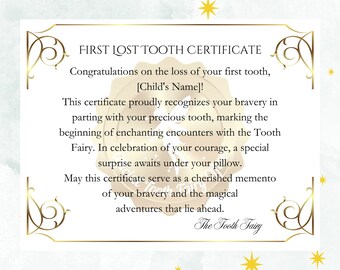 Realistic Tooth Fairy Letter | Kids Tooth Fairy Letter | Printable Certificate First Tooth Lost Tooth Report | Tooth Fairy Certificate
