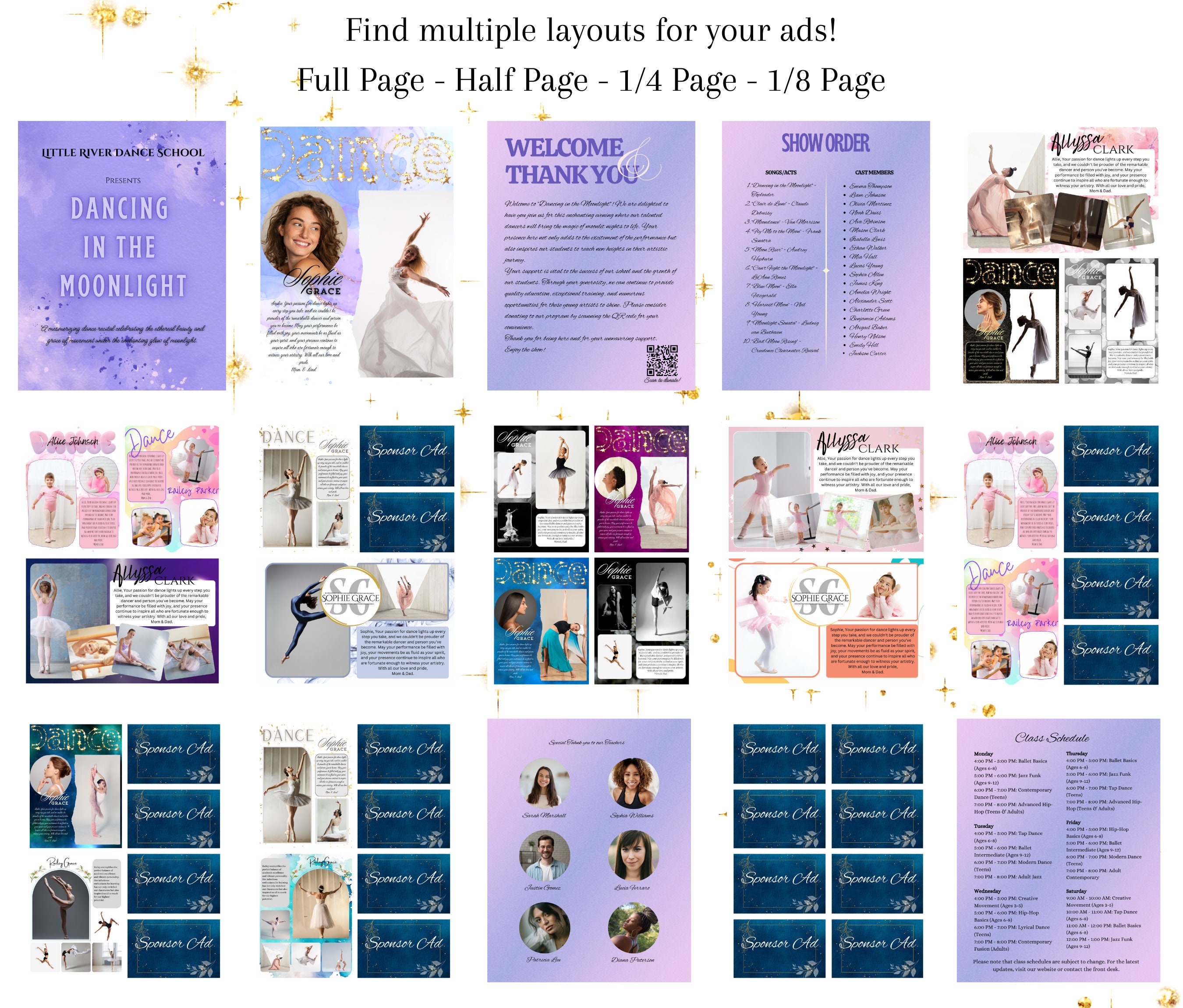 Recital Program Graphics 16 Page Recital Program Template Editable in Canva, Includes Show Pages ...