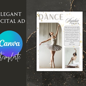 Full Page Dance Recital Ad |Black & White Ballet Dance Program Ad | Yearbook Ad  High School Senior Page | Dance Recital Flyer I Dance Ads
